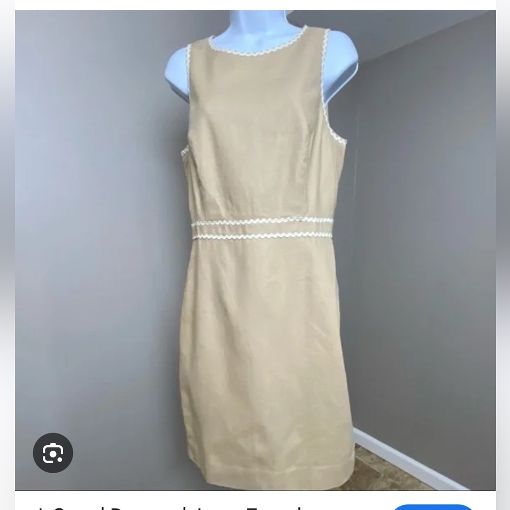 Tan Dress with White Trim